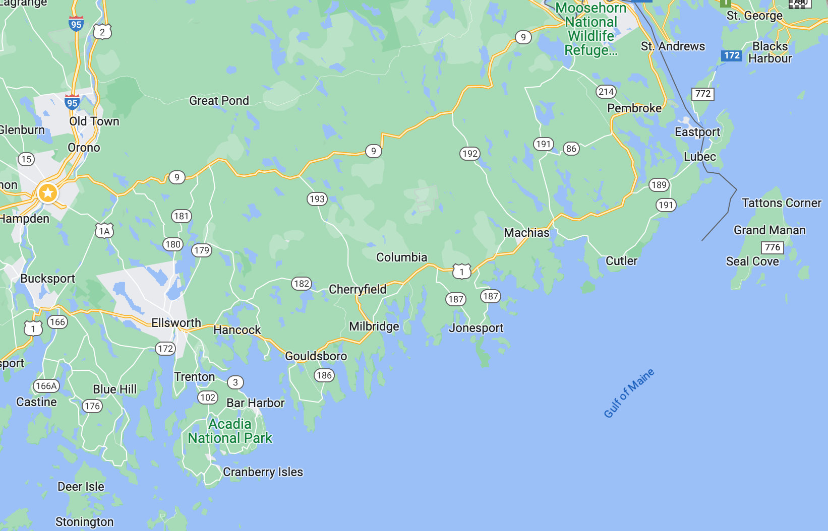 Downeast Maine Map