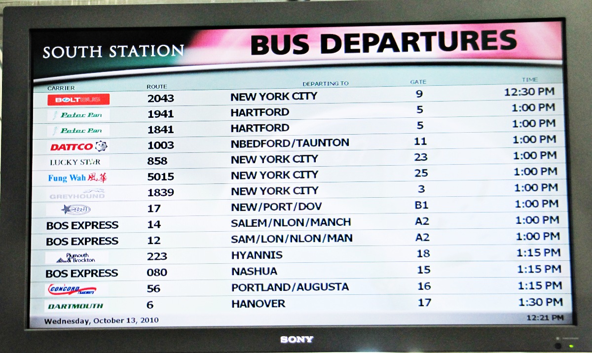 Bus Monitor, South Station Bus Terminal, Boston MA