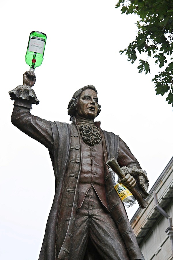 James Otis of Barnstable MA with gin bottle