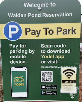 Pay to Park sign at Walden Pond