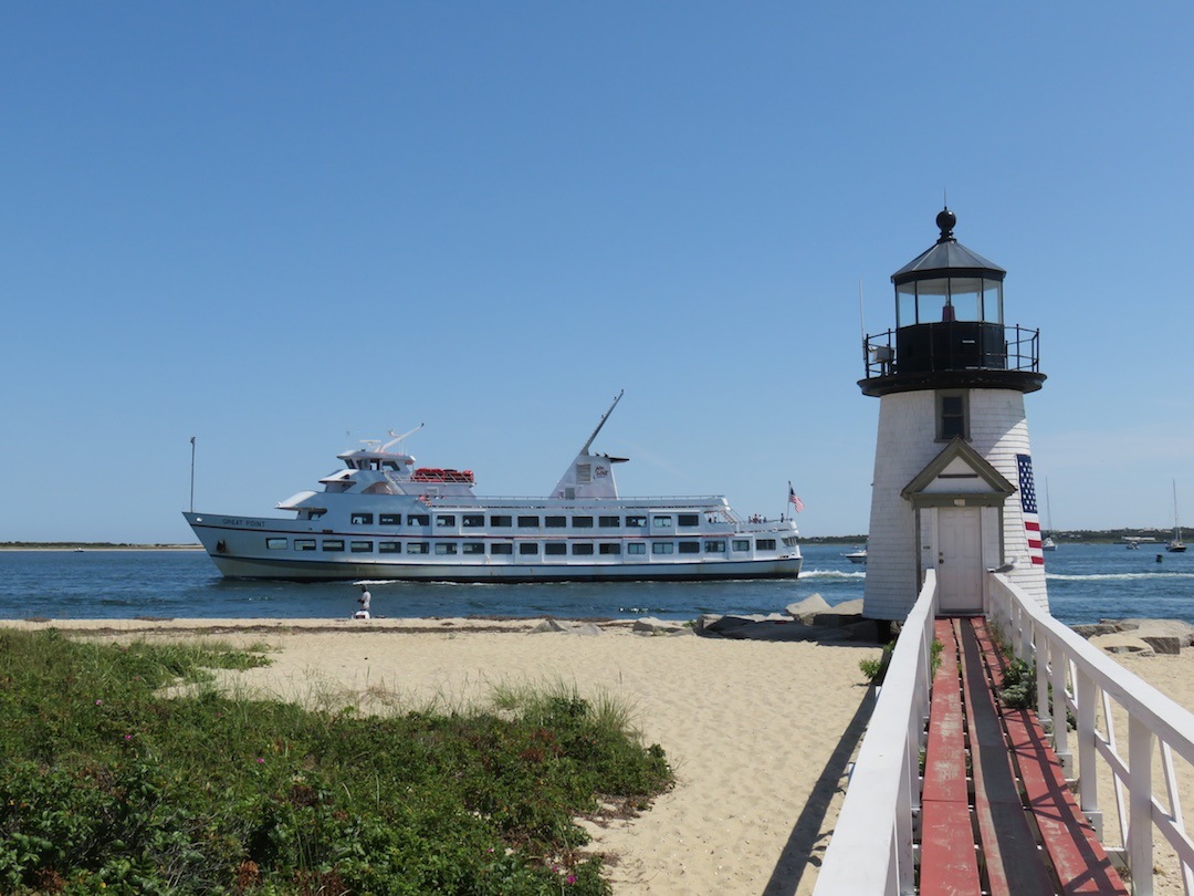 Ferryboat 'Great Point' at Brant Point Lighthouse, Nantucket Island, Massachusetts