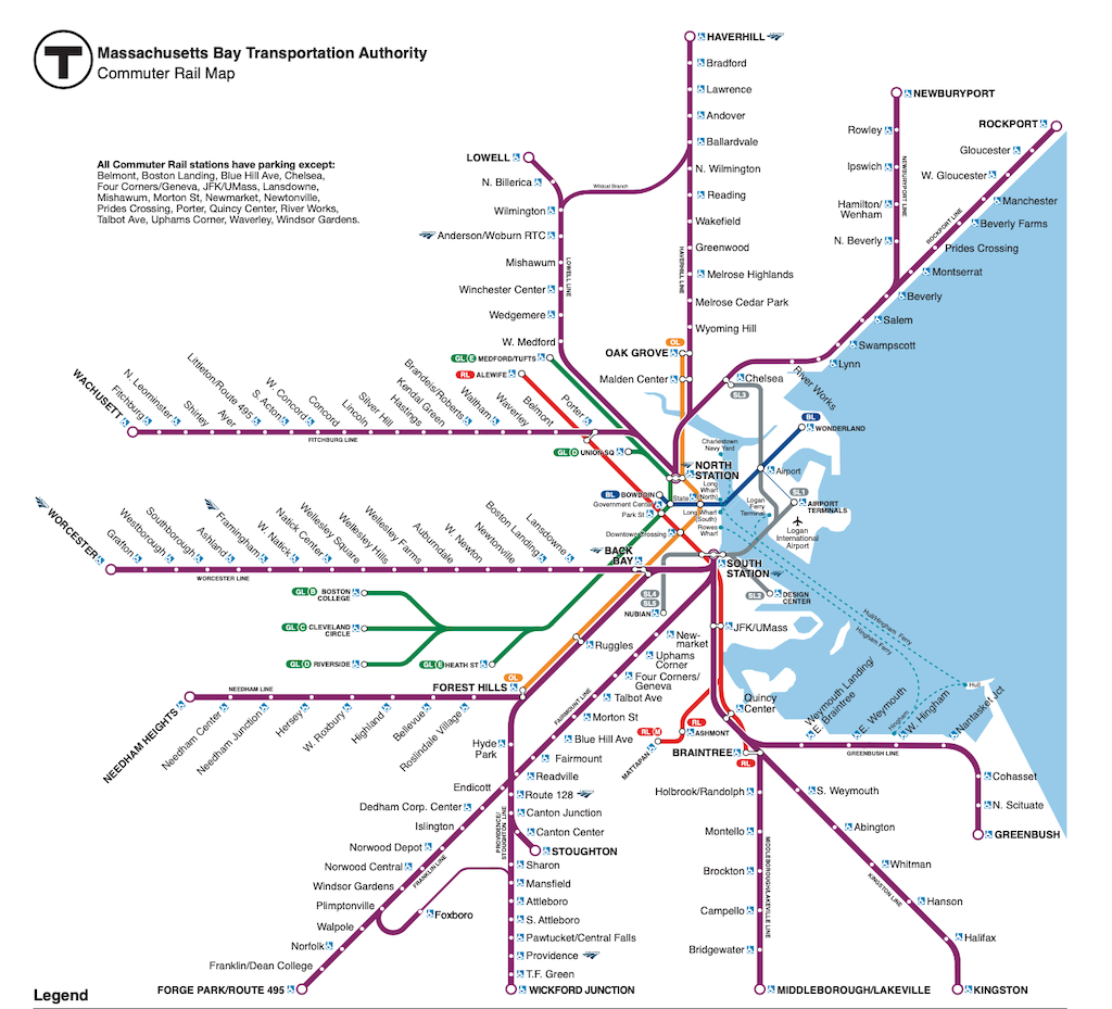 MBTA Commuter Rail system map