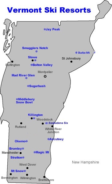 ski resorts in vermont map Vermont Ski Map ski resorts in vermont map