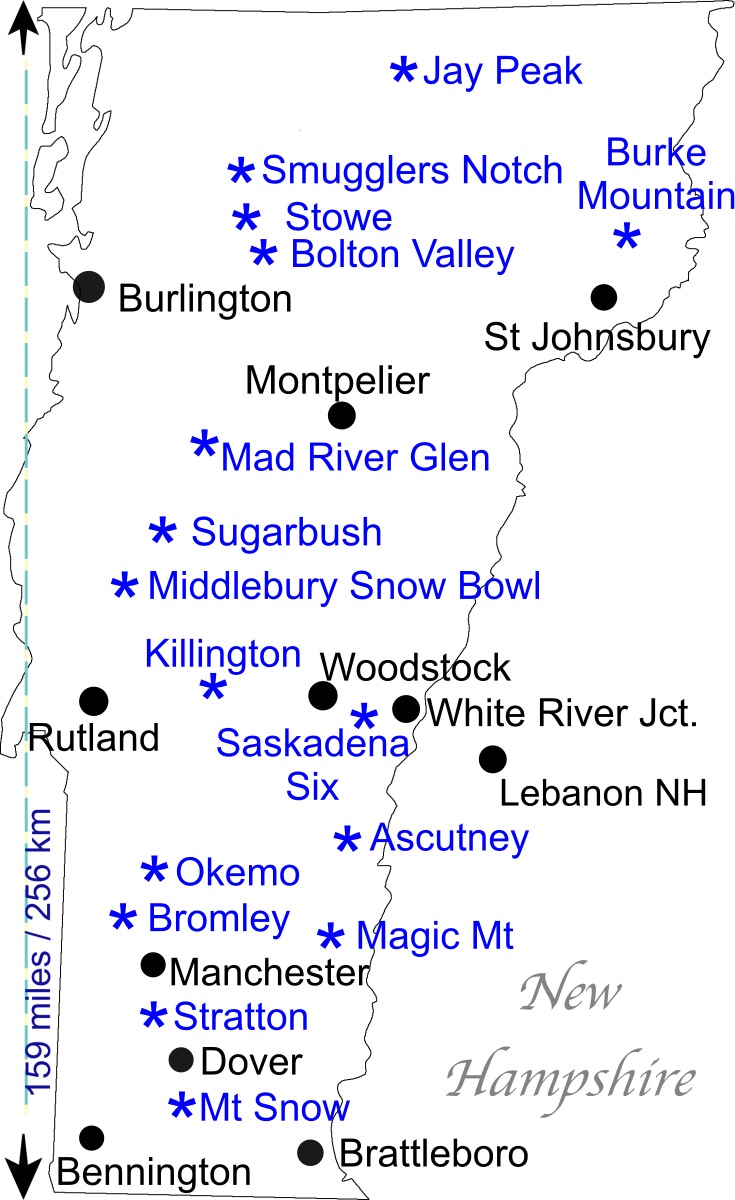 Vermont Ski Resorts Map