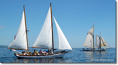 Two Maine windjammers under sail in Penobscot Bay
