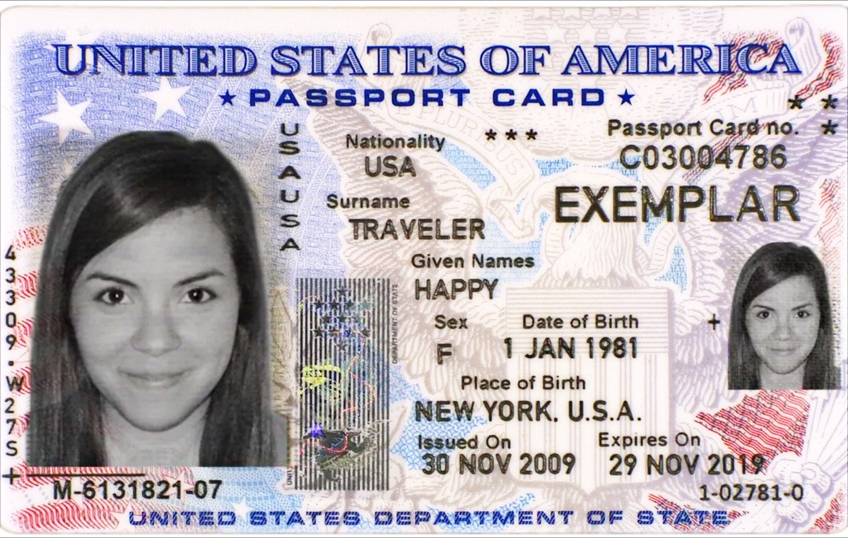 Example of a US Passport Card