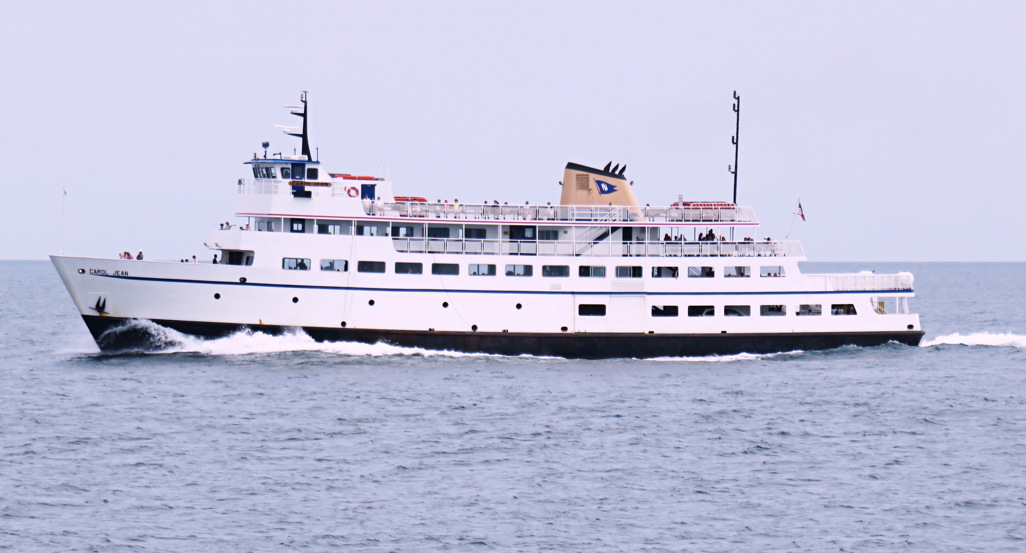 Block Island Ferry Carol Jean steams toward Old Harbor, Block Island RI