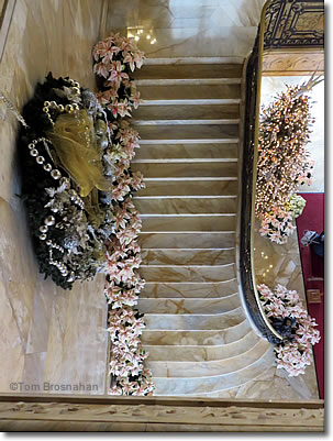 Grand Staircase at Marble House at Christmas, Newport, Rhode Island