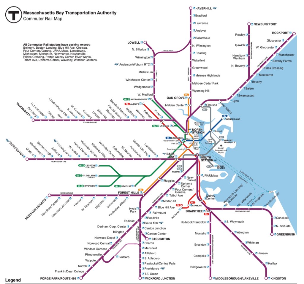 Massachusetts Bay Commuter Rail Route Map