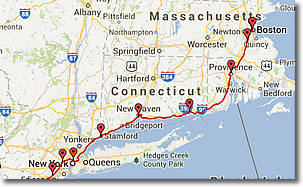 Map of Amtrak Acela Express Trains in New England