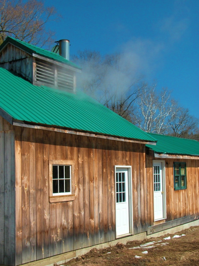 A Vermont sugar house in maple-sugaring season.