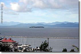 View of Lake Champlain from a lakeside hotel, Burlington VT
